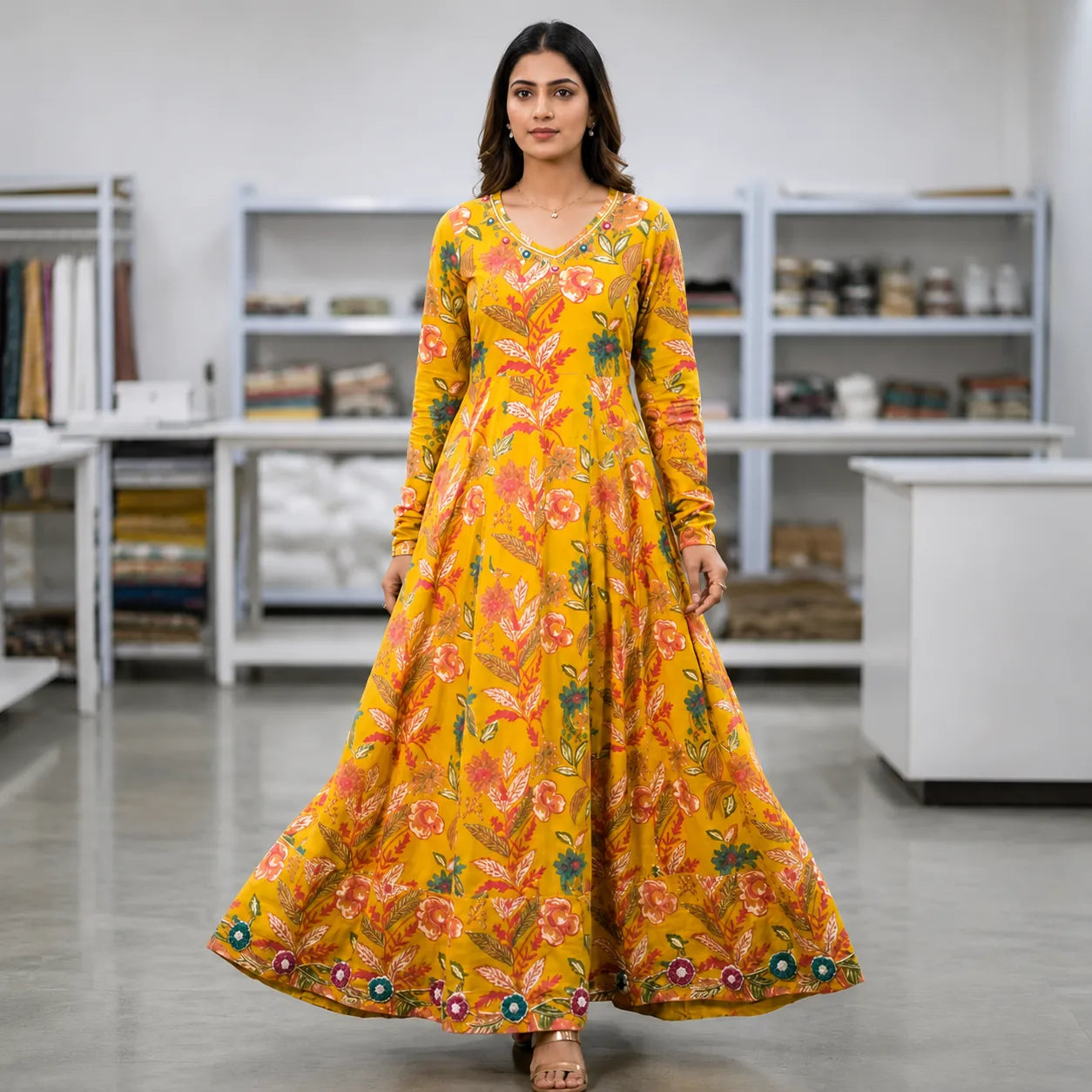 Women's Mustard Yellow Printed Kurta Set with Dupatta
