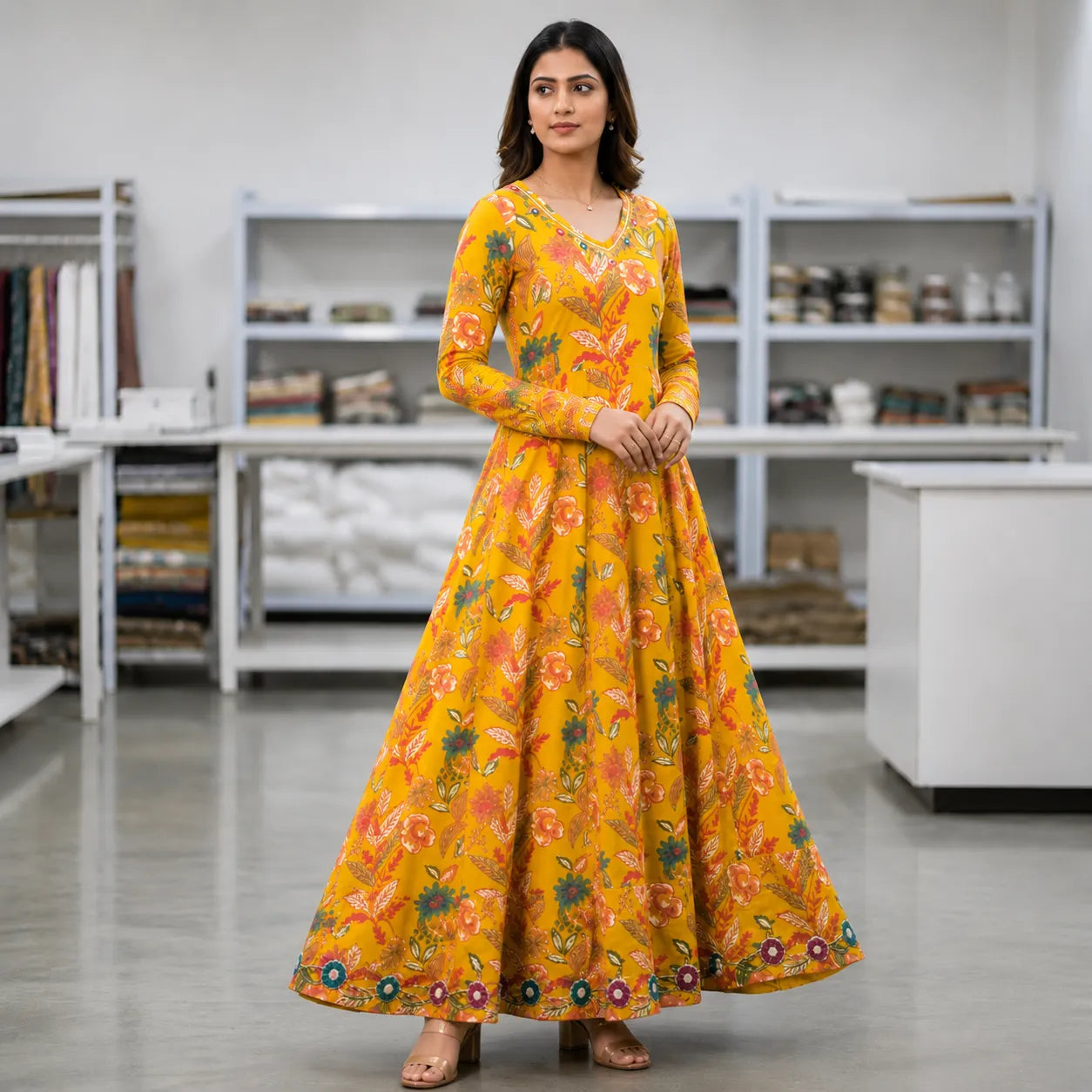 Women's Mustard Yellow Printed Kurta Set with Dupatta