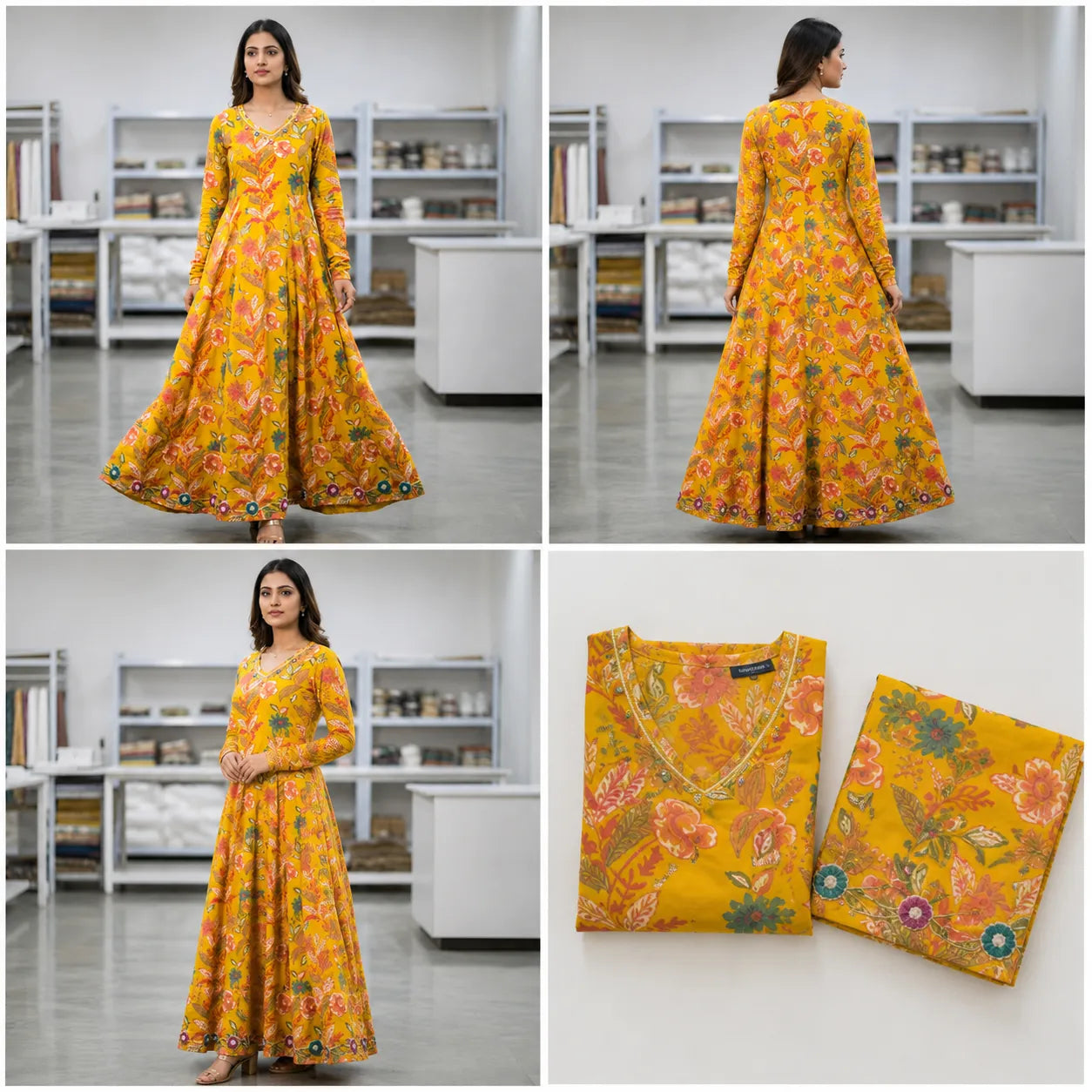 Women's Mustard Yellow Printed Kurta Set with Dupatta